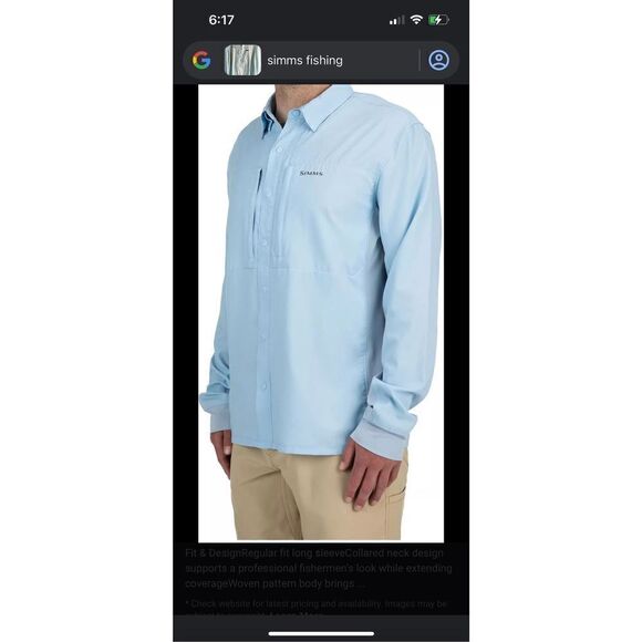 Simms Guide Series Sky Fishing Shirt xL - Picture 1 of 13